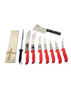 F Dick 10 Piece Pro Butchers Knife Set - Red