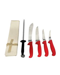 F Dick 6 Piece Butchers Knife Set - Red