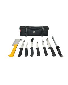 Icel 9 Piece Pro Butchers Knife Set - Black