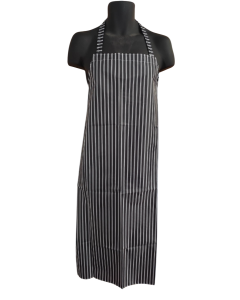 Nylon Twin Striped Bib Apron - Black / White