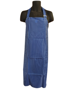 Nylon Twin Striped Bib Apron - Blue / White