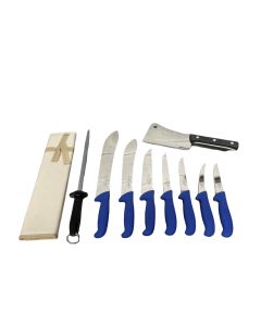 F Dick 10 Piece Pro Butchers Knife Set - Blue