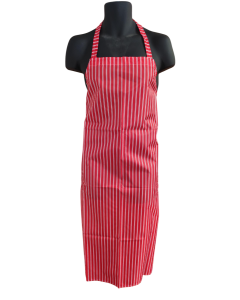 Nylon Twin Striped Bib Apron - Red / White