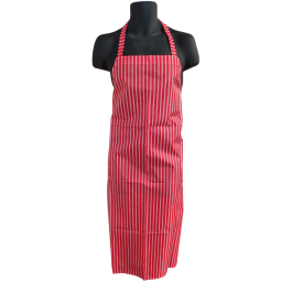 Nylon Twin Striped Bib Apron - Red / White