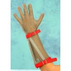 Chain Mail Gloves with Forearm - Fabric Wristband - Red / Medium