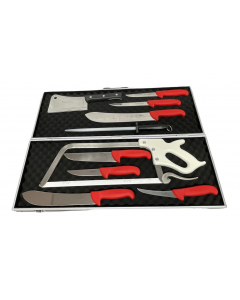 F Dick 11 Piece Deluxe Butchers Knife Set In Case - Red