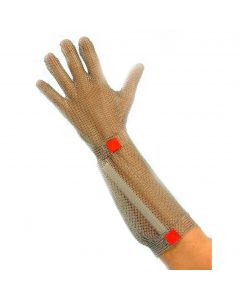 Chain Mail Gloves with Forearm - Hook Fastener - White / Small