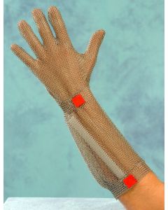 Chain Mail Gloves with Forearm - Hook Fastener - Red / Medium