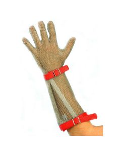 Chain Mail Gloves with Forearm - Fabric Wristband - Orange / ExtraLarge