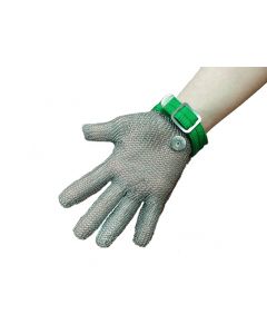 BEW Chainmail Glove With Fabric Strap - Green / XS