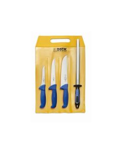 F Dick 4 Butchers Knife & Steel Pack